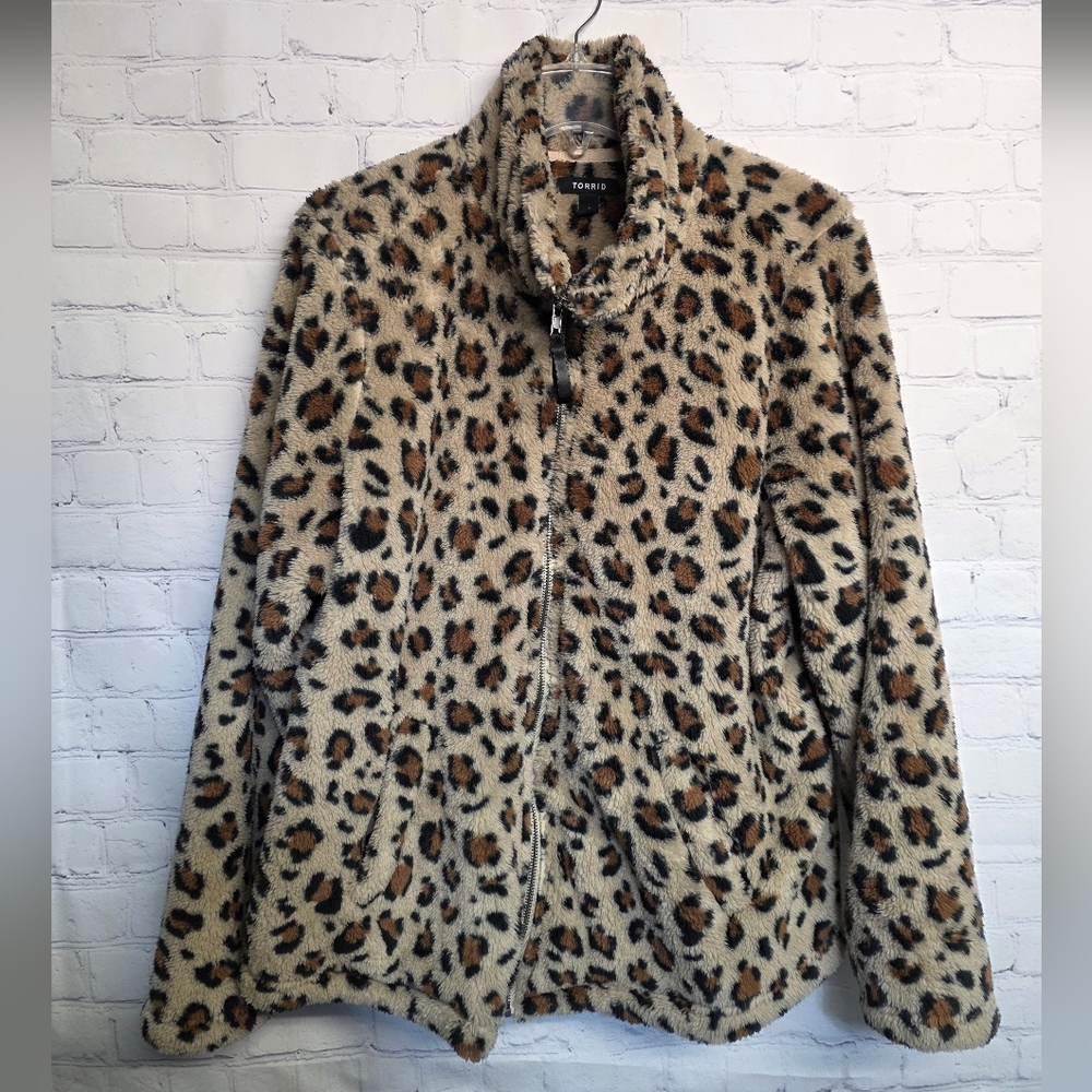 Torrid Leopard Print Teddy Jacket - image 1